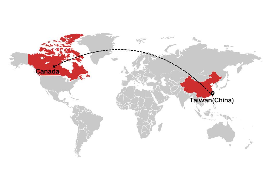 Shipping from Taiwan (China) to Canada