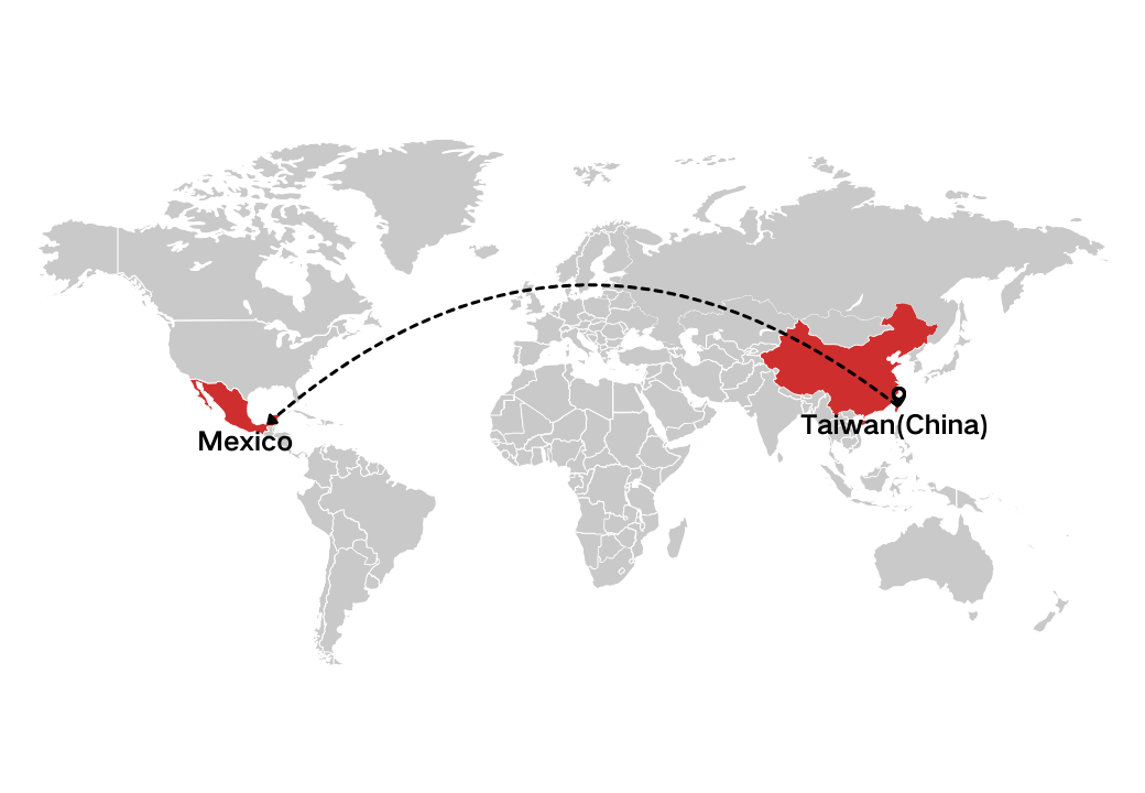 Shipping from Taiwan (China) to Mexico